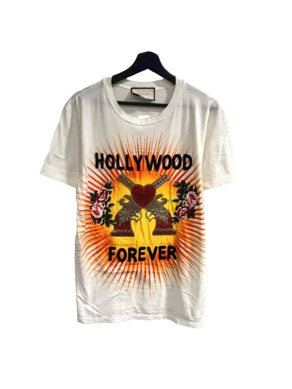 Gucci Hollywood Forever T-Shirt Embroidery Short Sleeve White XS